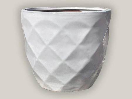 3119L4 - White Ceramic Geometric Design Planter For Cheap