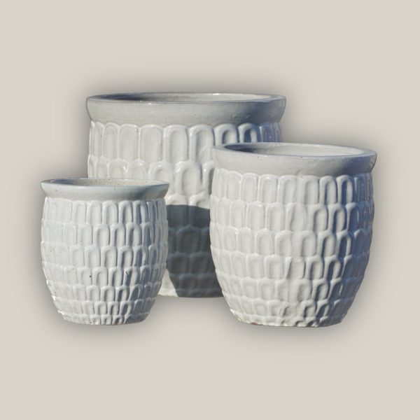 6051H25FS - White Dragon Scale Pot - FREE SHIPPING For Discount