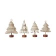 WOOL FELT TREE WITH EMBROIDERY AND WOOD BASE IN GREY & CREAM on Sale