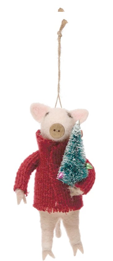 WOOL FELT PIG IN SWEATER ORNEMENT Discount