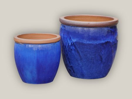 6109H47FS - Natural Rim Blue Ceramic Bell Pot - FREE SHIPPING Online Sale