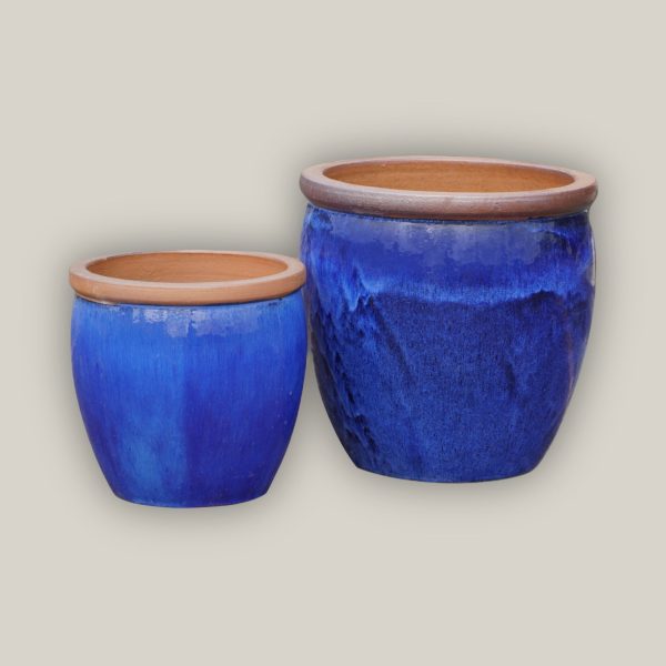 6109H47FS - Natural Rim Blue Ceramic Bell Pot - FREE SHIPPING Online Sale