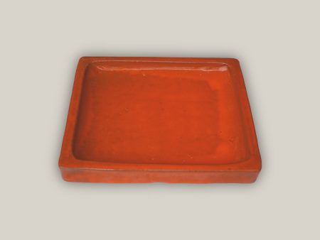 3127L23FS - Square | Tropical Orange Ceramic Plant Saucer | High Fired Ecofriendly Clay - Sizes 8 -15  - FREE SHIPPING Supply