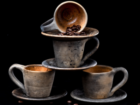 Artisanal Earthenware Espresso Cup & Saucer Set Supply