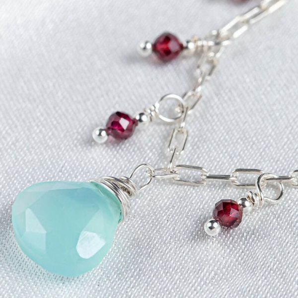 Valparaiso Necklace - chalcedony and garnet. on Sale