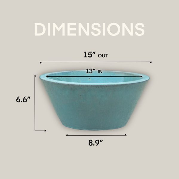 6028H1FS - Turquoise Low Cone Pot - FREE SHIPPING Discount