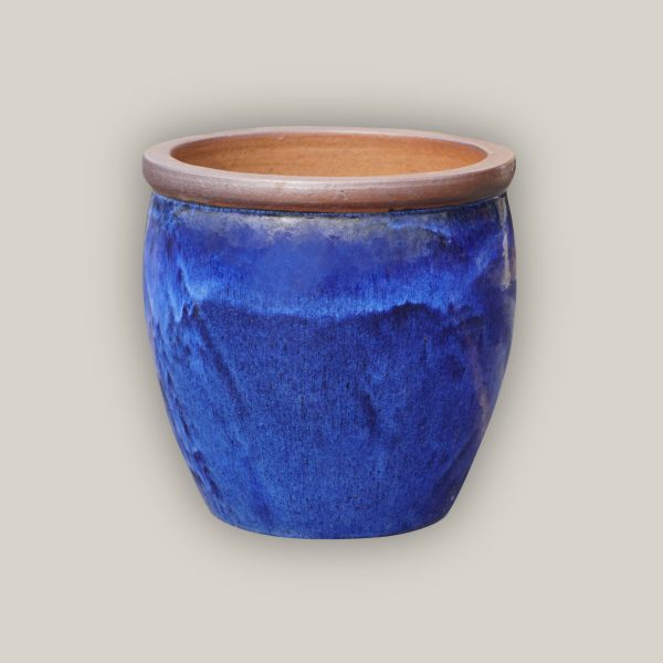 6109H47 - Natural Rim Blue Ceramic Bell Pot Sale