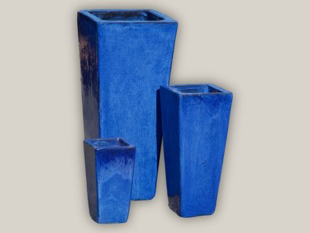 6016H47FS - Blue Wedge Planter - FREE SHIPPING For Discount