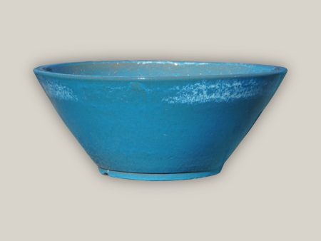 372L52A - Cream on Sky Blue Low Wide Planter-FREE SHIPPING Hot on Sale