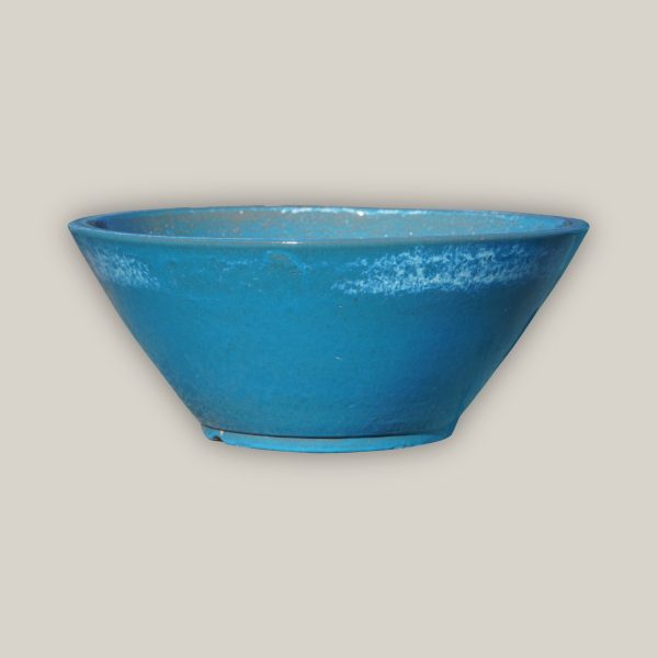 372L52A - Cream on Sky Blue Low Wide Planter-FREE SHIPPING Hot on Sale