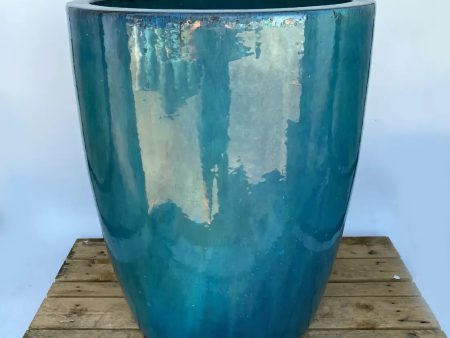 6055H1FS - Turquoise Short Tapered Cylinder Planter - FREE SHIPPING For Sale