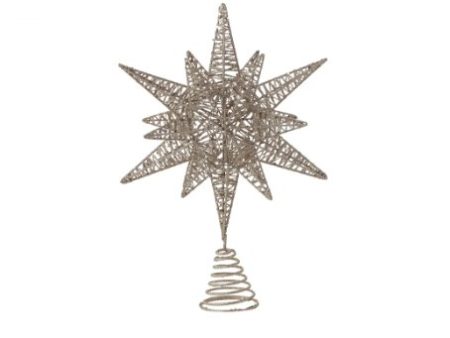 METAL GOLD GLITTER STAR TREE TOPPER Sale