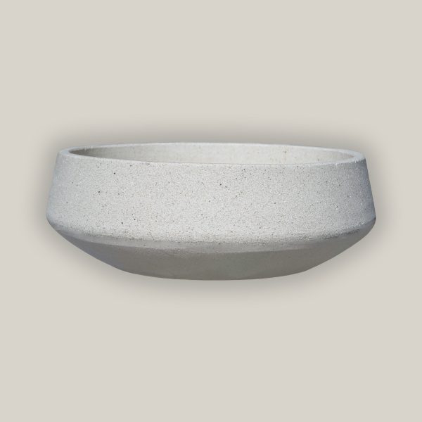 1-7167RWFS - River Stone White Short Geometric Bowl Planter - FREE SHIPPING Online Sale