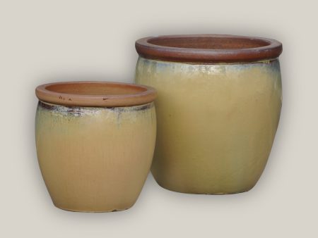 6109H75 - Natural Rim Honey Yellow Ceramic Bell Pot Online Sale