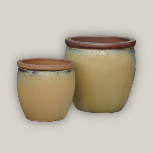 6109H75 - Natural Rim Honey Yellow Ceramic Bell Pot Online Sale