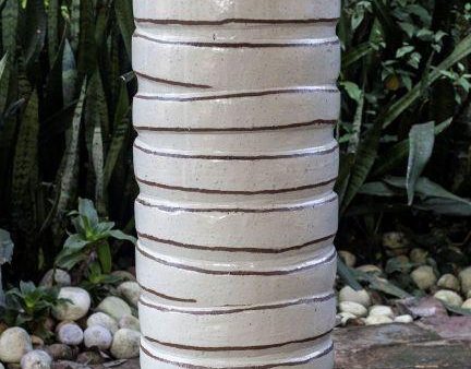 8403N43FS - Antique White Striped Cylinder Ceramic Planter - FREE SHIPPING on Sale