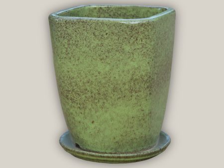 3052L74FS - Jungle Green Tapered Square Planter with Saucer FREE SHIPPING Online Sale