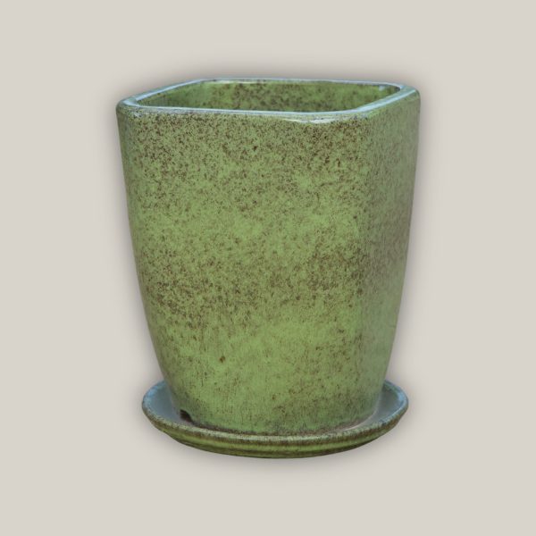 3052L74FS - Jungle Green Tapered Square Planter with Saucer FREE SHIPPING Online Sale