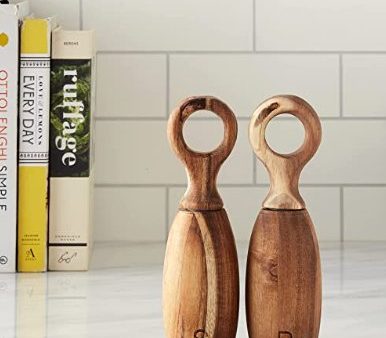 ACACIA WOOD SALT & PEPPER MILLS, SET OF 2 For Discount