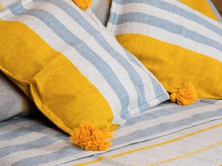 Oaxaca Handmade Grey and Yellow Bedding Set Online Sale