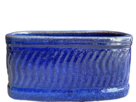 8435N70 - Antique Blue Athena Wide Oval Ceramic Planter Online Hot Sale