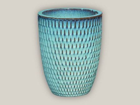 6116H1FS - Turquoise Dropped Rain Ceramic Pot - FREE SHIPPING For Sale