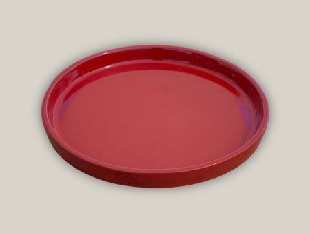 3125L14 - Round | Bright Red Ceramic Plant Saucer | High Fired Ecofriendly Clay - Sizes 8 -17.5  - FREE SHIPPING Online Sale