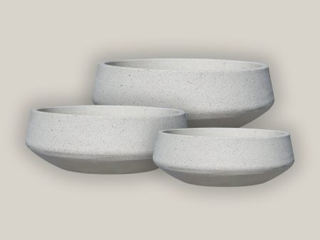 1-7167RWFS - River Stone White Short Geometric Bowl Planter - FREE SHIPPING Online Sale