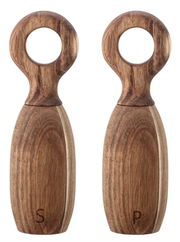 ACACIA WOOD SALT & PEPPER MILLS, SET OF 2 For Discount