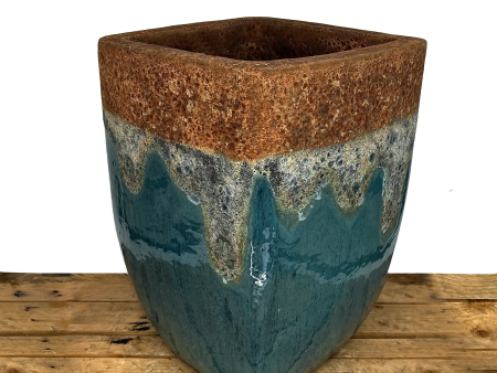 8107S43FS - Angkor Marble Green Milan Rounded Edge Square Ceramic Pot - FREE SHIPPING Online Sale