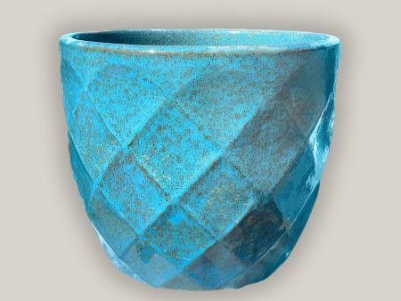 3119L70 - Iron Blue Ceramic Geometric Design Planter Online