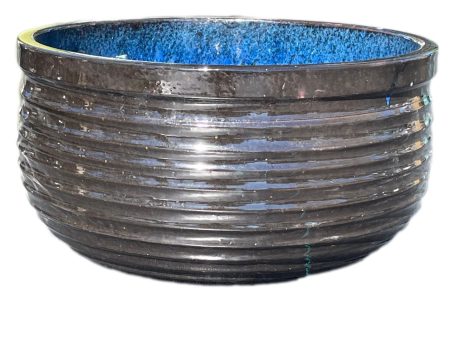 3123L17 - Falling Blue Ceramic Pond Planter - Glazed Inside - No Hole For Discount