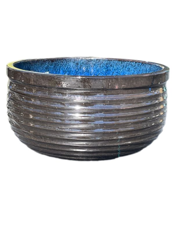 3123L17 - Falling Blue Ceramic Pond Planter - Glazed Inside - No Hole For Discount