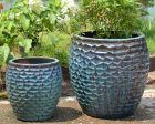 6105H1 - Turquoise Honeycomb Planter For Sale