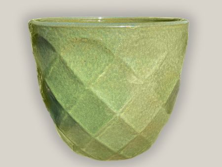 3119L3 - Spring Green Ceramic Geometric Design Planter For Sale