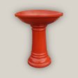 3103L14 - Bright Red Round Ceramic Bird Bath Online Sale