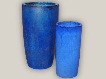 8464N8FS - Blue Slim Round Ceramic Planter - FREE SHIPPING Supply