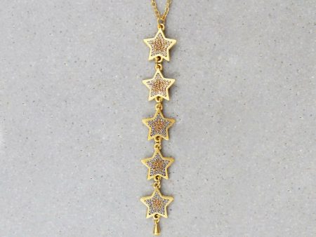 5 STARS NECKLACE, PLATED IN 24K GOLD on Sale