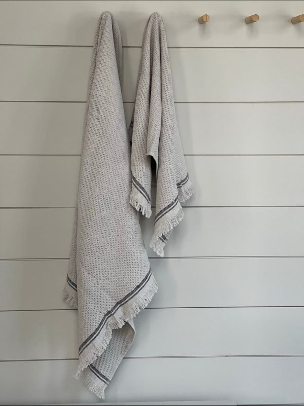 PARGA WAFFLE TURKISH TOWEL - STONE GREY on Sale