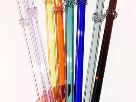 Clear Glass Drinking Straw with Accent Color Online Sale