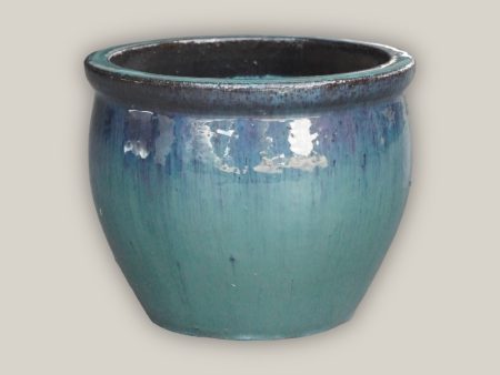 6110H1 - Turquoise  Round Rim Bullet Planter For Discount