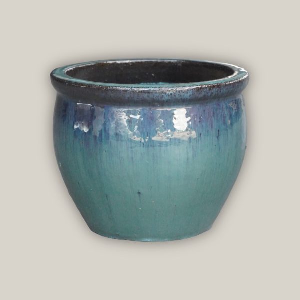 6110H1 - Turquoise  Round Rim Bullet Planter For Discount