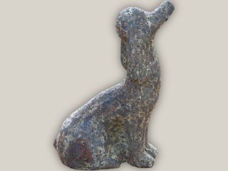 606R29 -  Relic Rust Metal Long-Eared Dog Pottery Accent For Sale