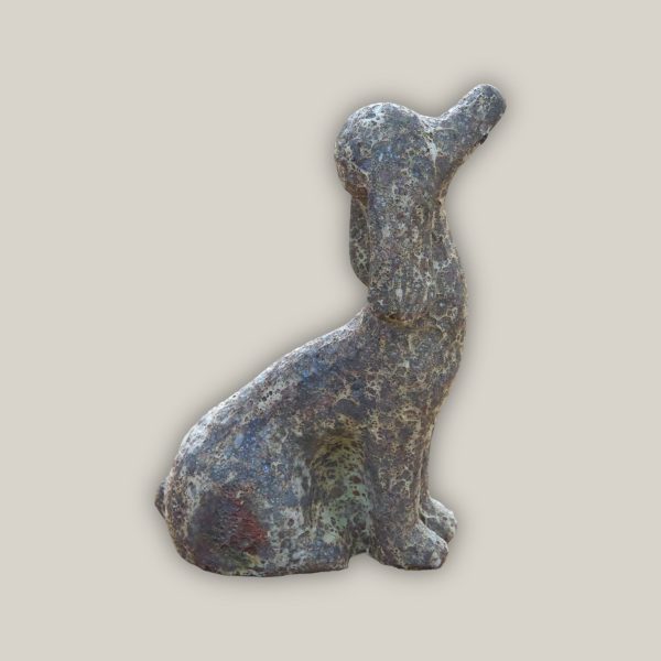 606R29 -  Relic Rust Metal Long-Eared Dog Pottery Accent For Sale