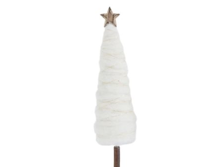 WOOL CHRISTMAS TREE WITH STAR AND WOOD BASE 13 H Hot on Sale