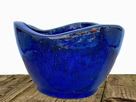 6030H47FS - Blue Wavy Rim Low Bowl - FREE SHIPPING Discount