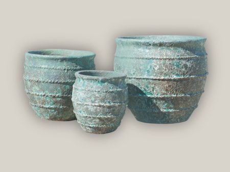 653R27FS - Relic Jade Tapered Rustic Planter - FREE SHIPPING For Sale