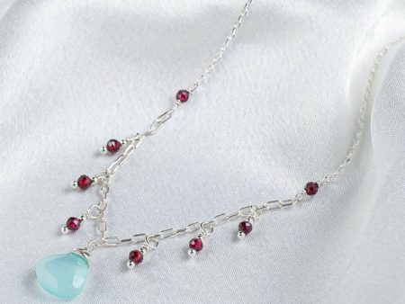 Valparaiso Necklace - chalcedony and garnet. on Sale