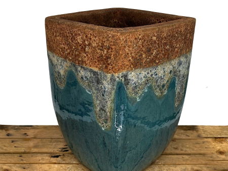 8107S43 - Angkor Marble Green Milan Rounded Edge Square Ceramic Pot Online Sale