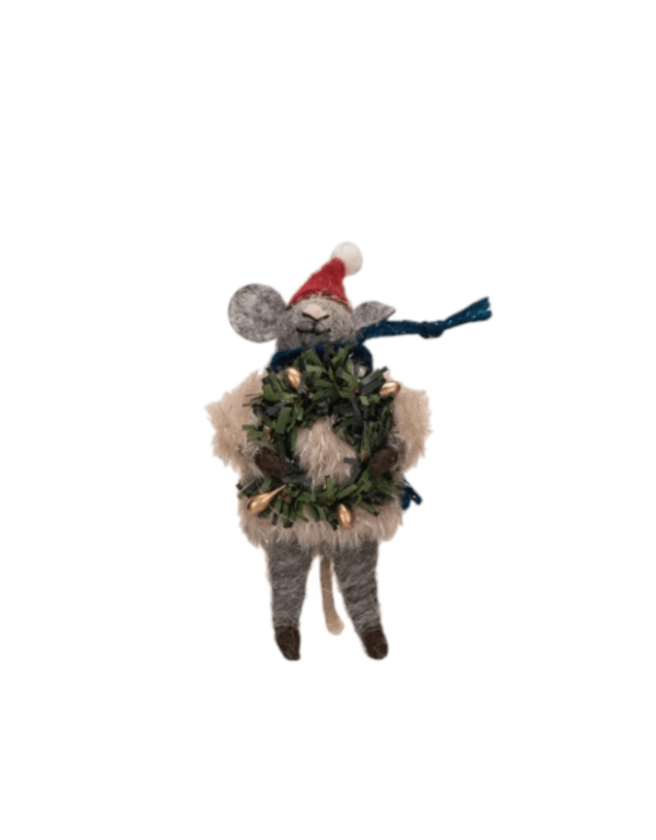 OUTFIT MICE FELT ORNAMENTS WITH FAUX FUR SWEATER on Sale